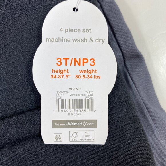 Wonder Nation Boys 5-Piece Outfit Set With Vest Shirt Pants Bow Tie Size 3T - Picture 7 of 7